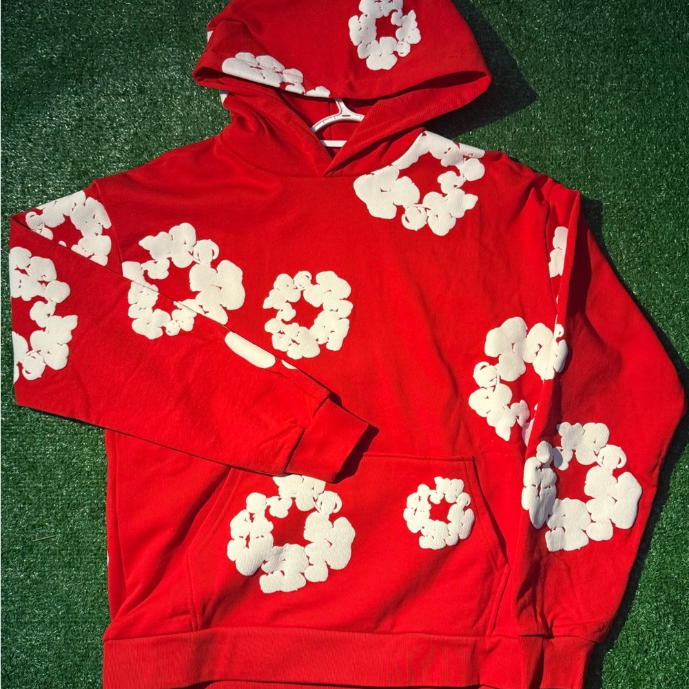 Men's Red Floral Hoodie Sweater